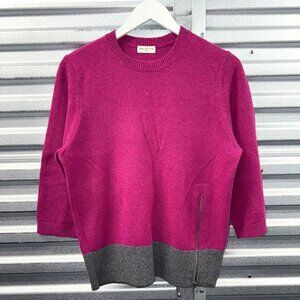 DRIES VAN NOTEN Pink Grey Wool Alpaca Sweater Sz Small 3/4 Sleeve Color Block